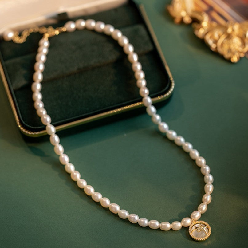 Baroque Natural Pearl Necklace Women's Opal Starlight Pendant