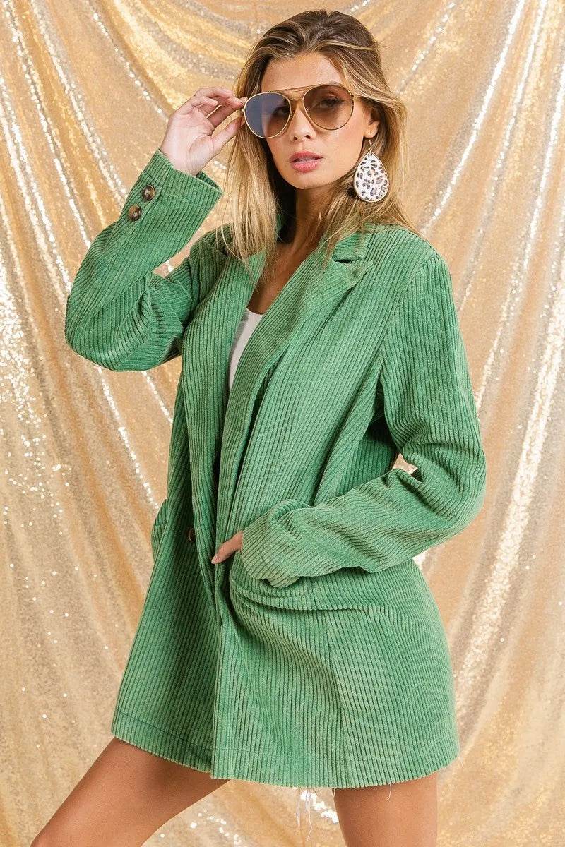BiBi Vintage Washed Peak Lapel Double Breasted Blazer