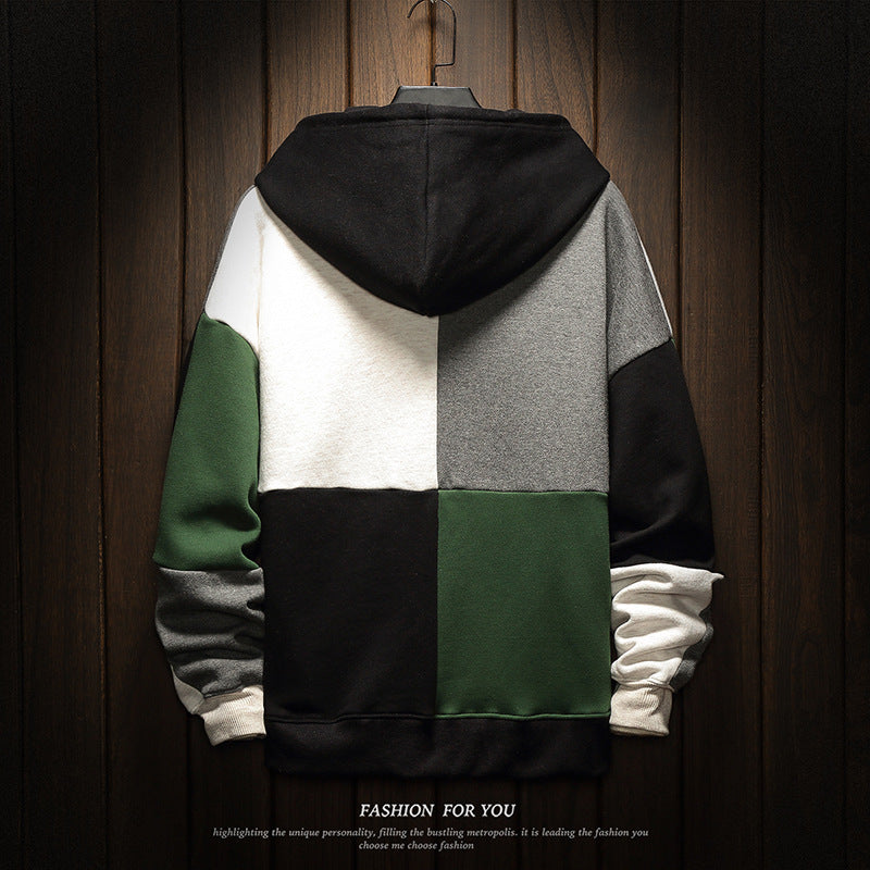 Fleece men's color block hoodie