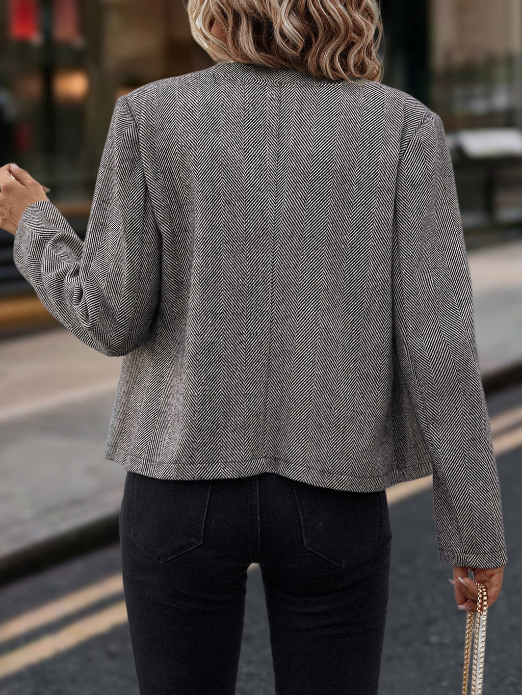 🧥 Women's Herringbone Double-Breasted Slim Jacket