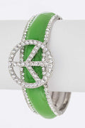 Crystal, Peace, Sign, Enamel, Hinge, Bangle