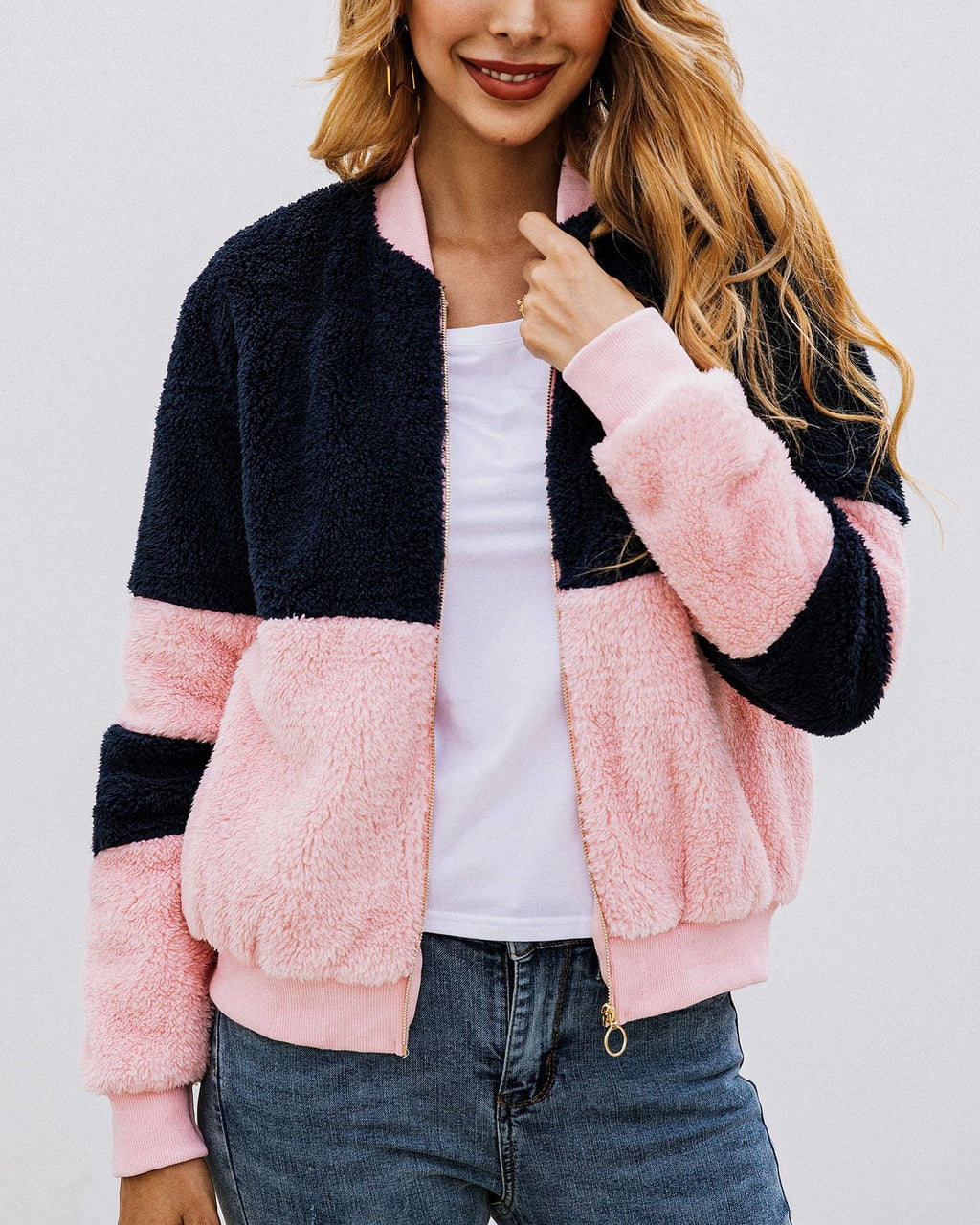 Spliced pocket fur hoodie