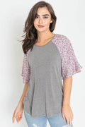 Floral Ruffle Sleeve Tunic