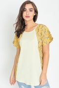 Crinkle Ditsy Floral Contrast Tunic