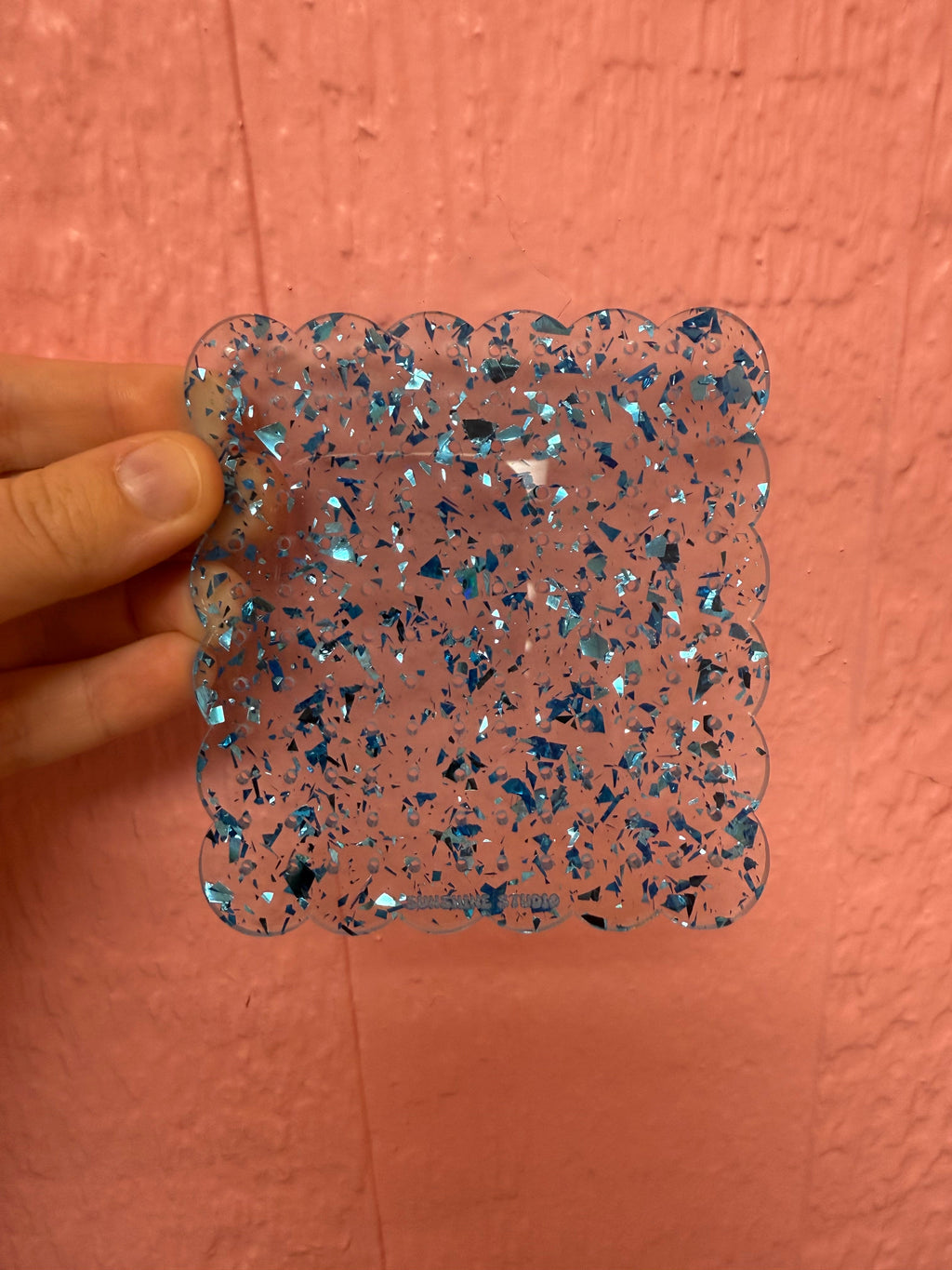 Shimmer clear and blue travel earring holder