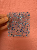 Shimmer clear and blue travel earring holder