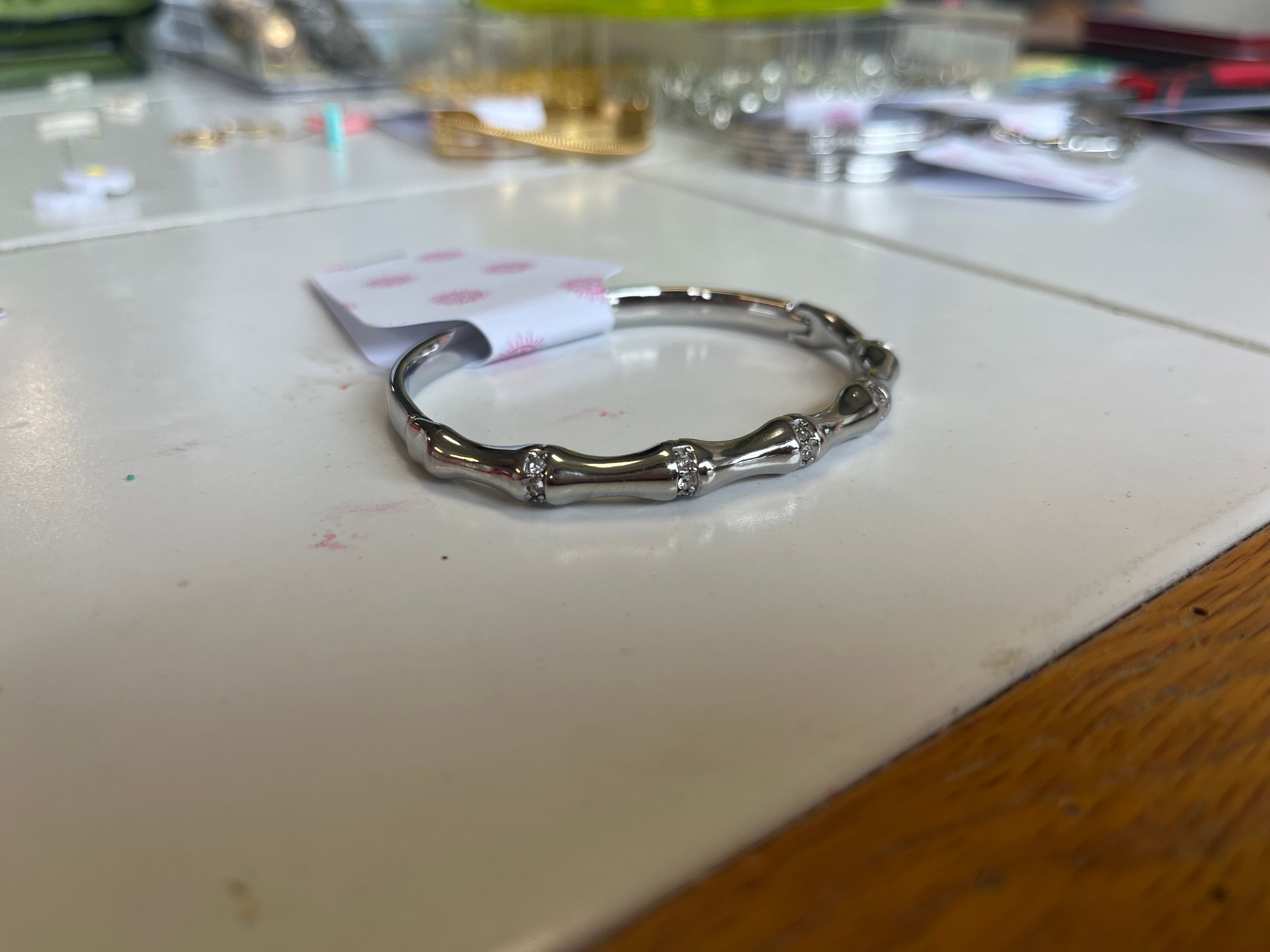 Bejeweled Bone Segment Titanium Bracelet