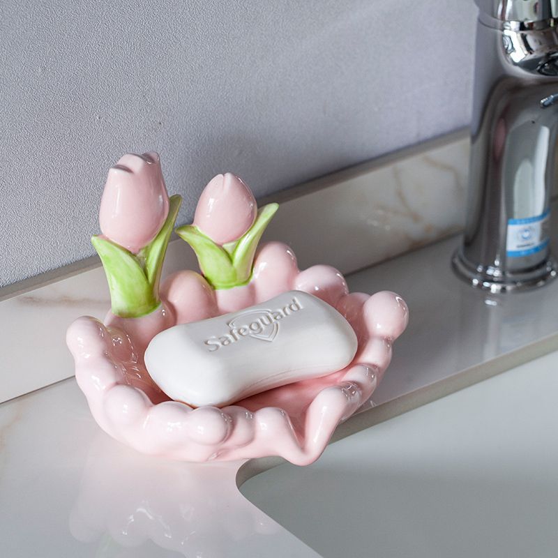 Home Creative Cute Flowers Ceramic Soap Box