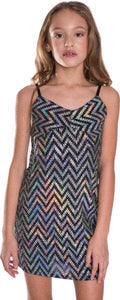 GIRLS SPARKLE STRIPE DRESS
