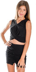 KIDS KNOT FRONT TOP AND SKIRT 2-PIECE SET