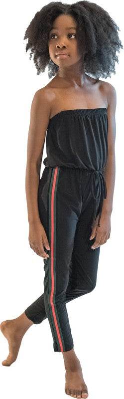 KIDS BLACK STRIPE SIDE JUMPSUIT