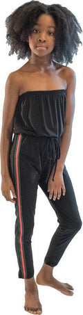 KIDS BLACK STRIPE SIDE JUMPSUIT