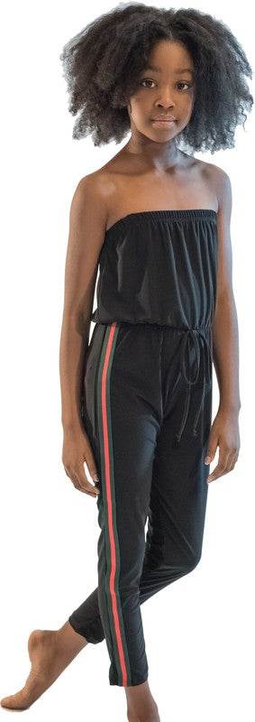 KIDS BLACK STRIPE SIDE JUMPSUIT