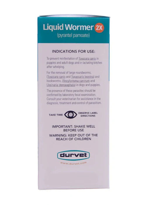 Durvet Liquid Wormer 2x for Puppies and Adult Dogs 8 oz. Hookworms Roundworms Safe