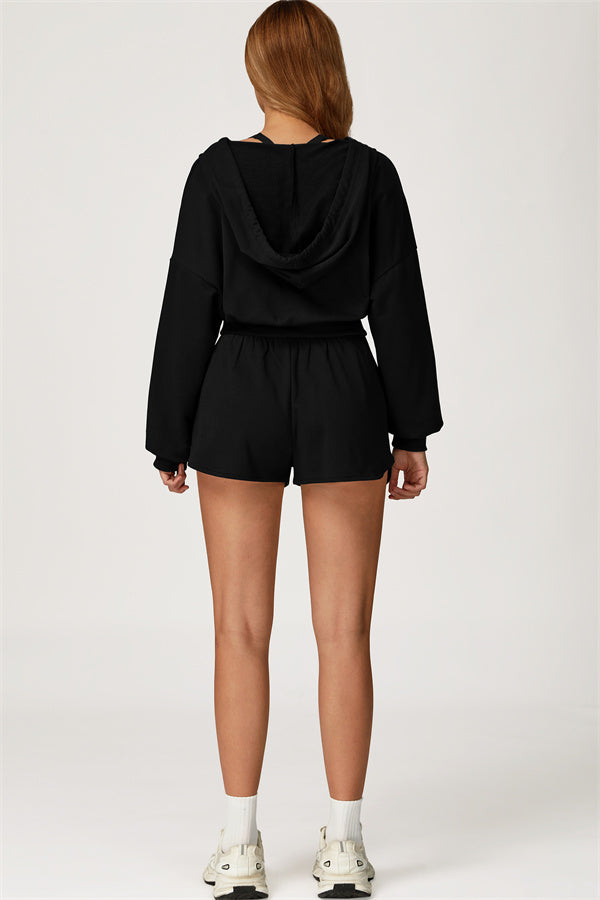 The Glacier Crop Hoodie Shorts 2-Piece Set