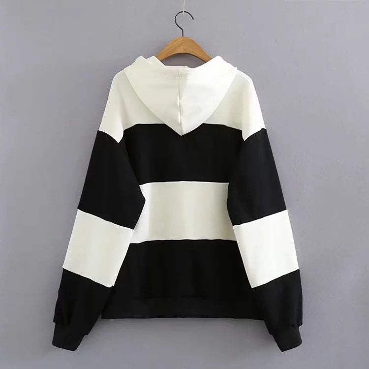 Striped panel hoodie