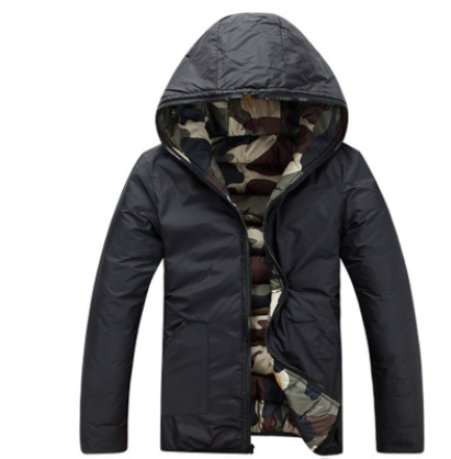 Men's Camouflage Cotton Hooded Jacket - Korean Thick Padded Winter Coat with Zip Pockets