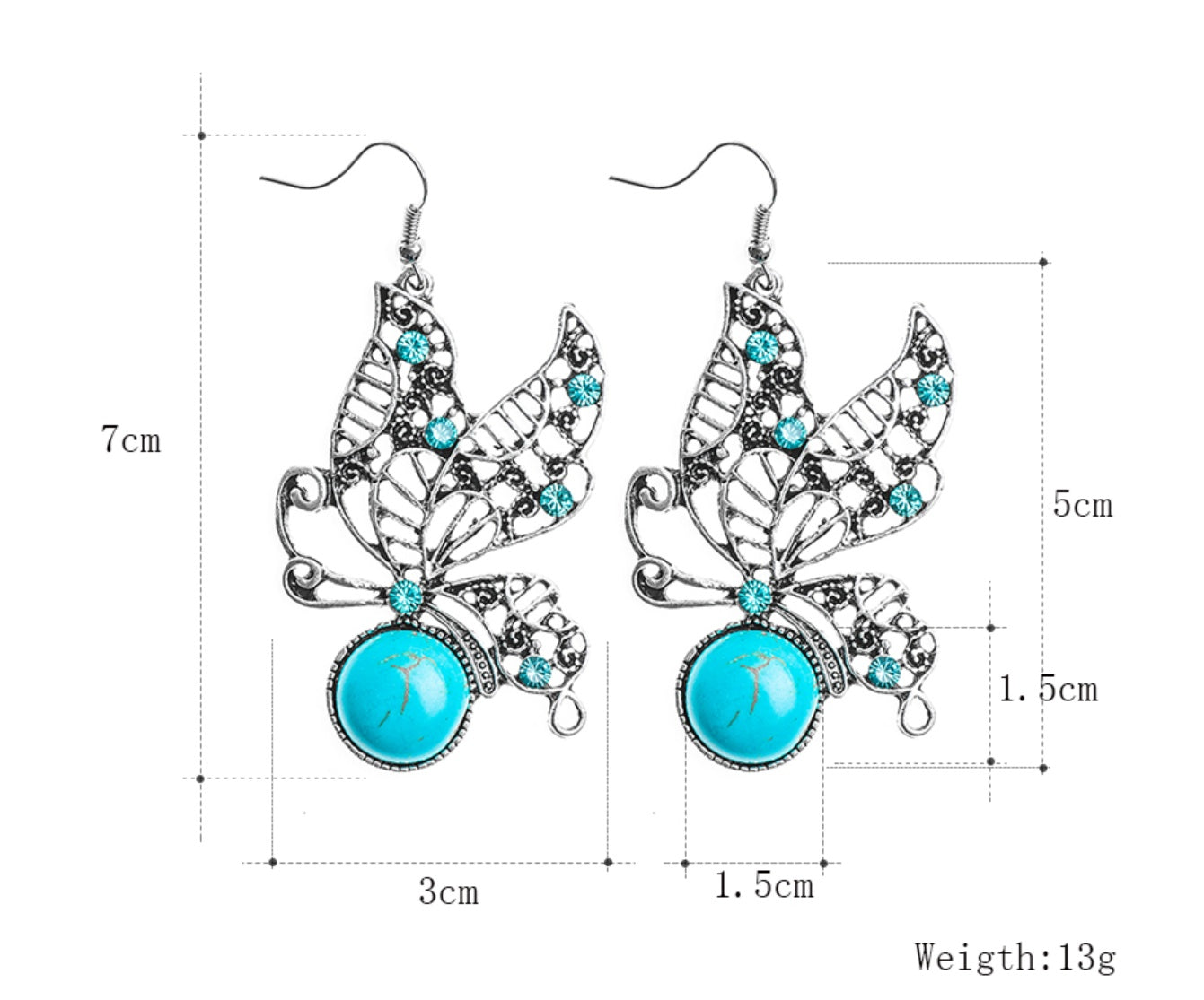 Openwork butterfly earring