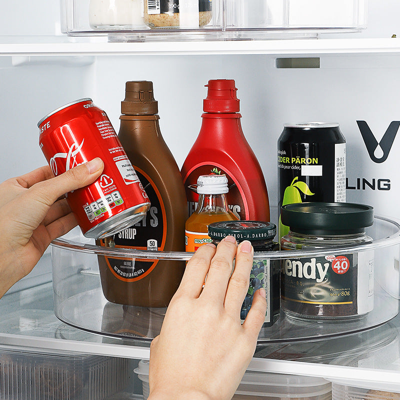 Refrigerator transparent rotating storage tray