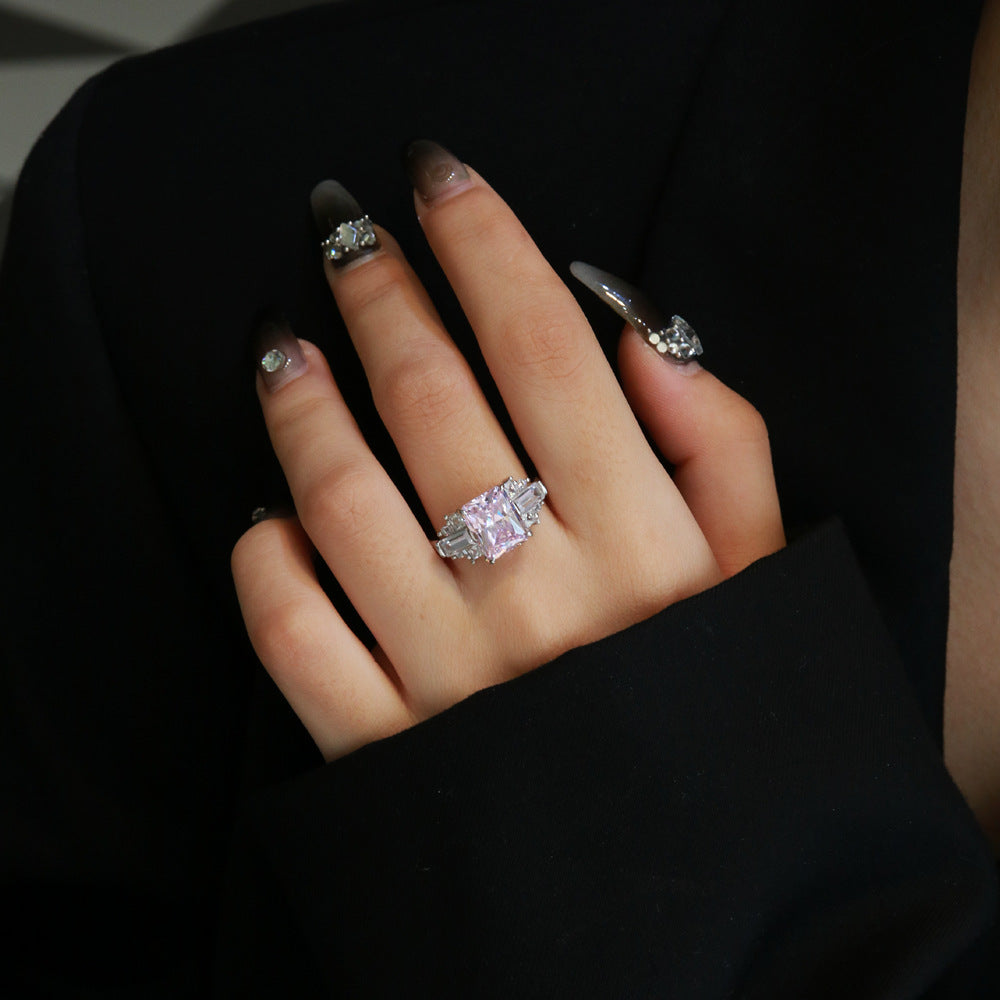 Sterling Silver 8X10 Ice Cut Ring High Carbon Diamond