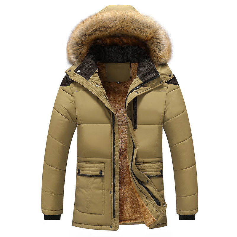 Autumn and winter youth casual long-sleeved men's winter clothing plus velvet cotton jacket Korean version of the jacket cotton clothes