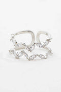 Stone Double Layer Adjustable Ring | Silver