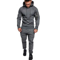 Zipper Hooded Solid Color Sweatshirt Sports Trousers Suit
