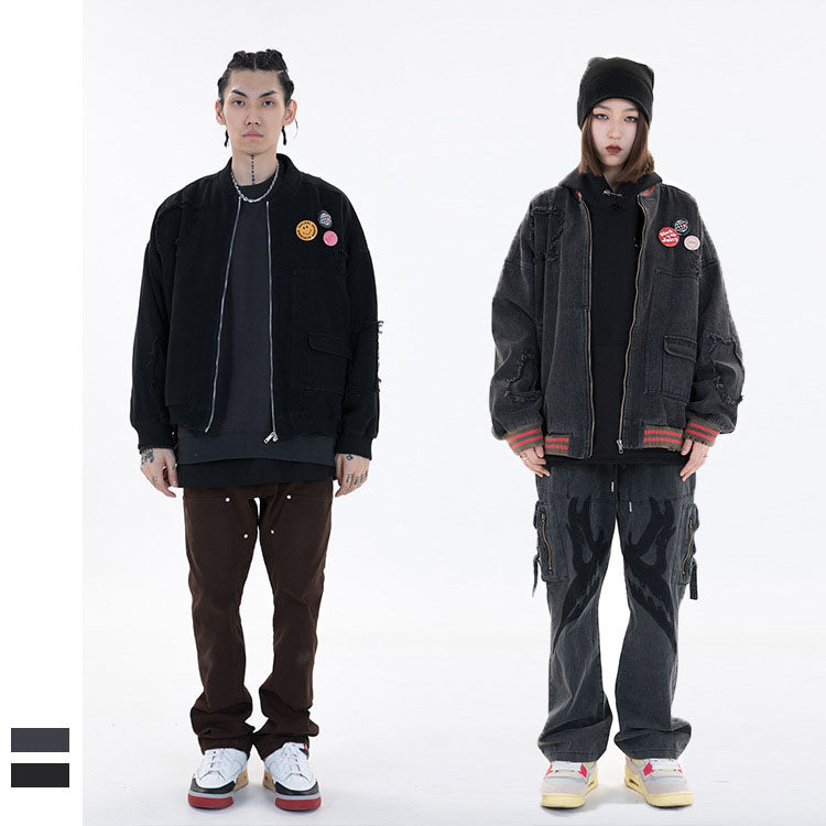 BLACKAIR Street Brand Spring And Summer Men's National Tide Old Punk Hip-hop Men's AQnd Women's Baseball Jackets