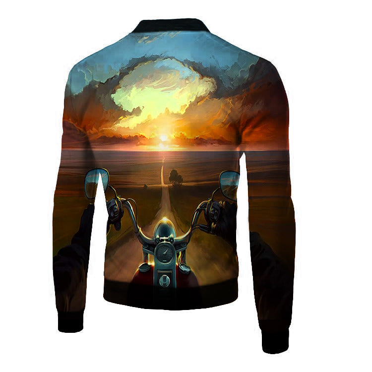 European And American Code Cross-Border Men's 3D Digital Color Printing Flight Jacket, Motorcycle Flight Suit One Drop Delivery