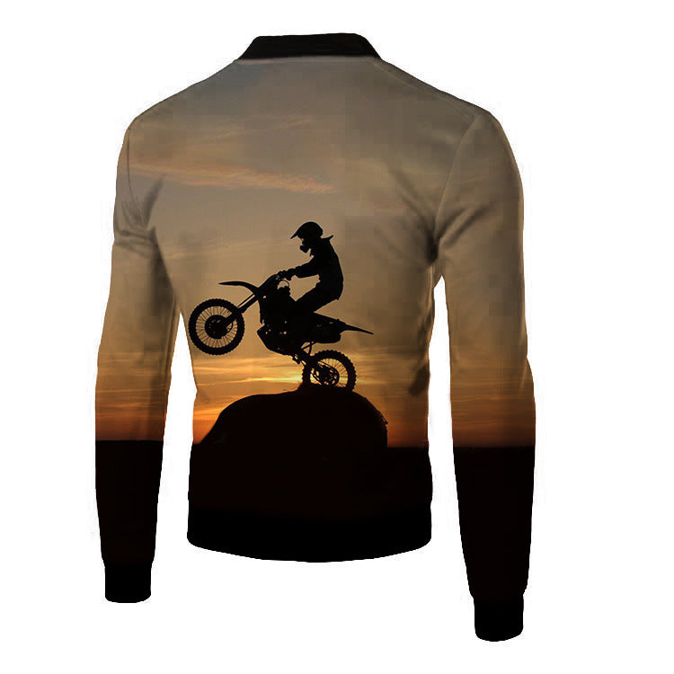 European And American Code Cross-Border Men's 3D Digital Color Printing Flight Jacket, Motorcycle Flight Suit One Drop Delivery