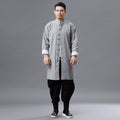 Cotton and Linen Windbreaker Mid-length Stand-Collar Men's Windbreaker