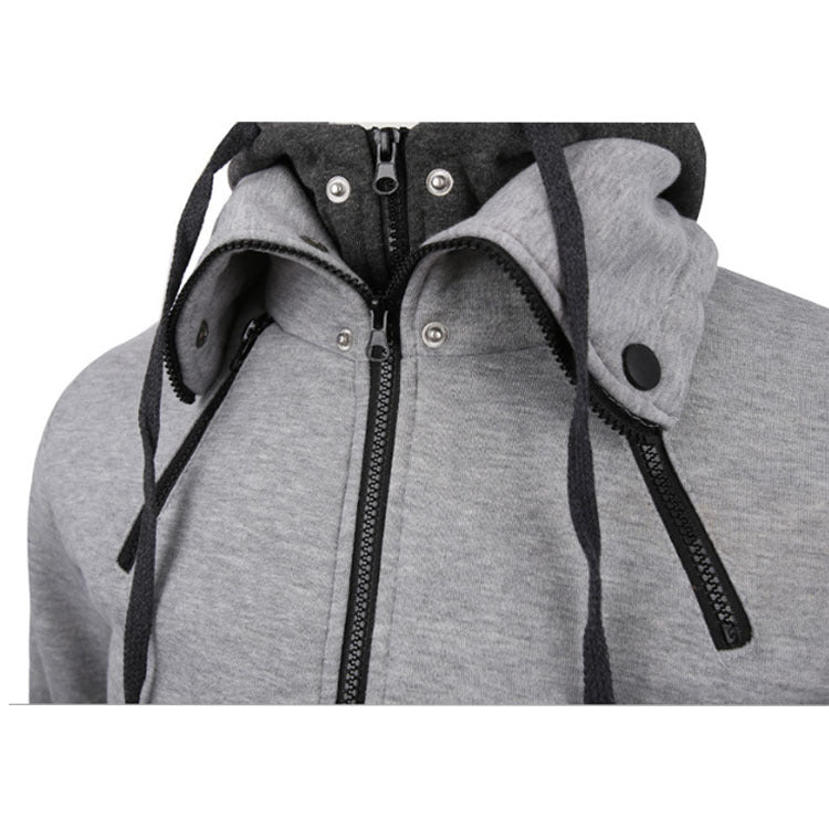 Hoodie Double Zipper Jacket Cardigan Casual Sports Men's Clothing