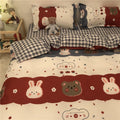 Cartoon Brushed Washed Cotton Net Red Bed Sheet Duvet Cover