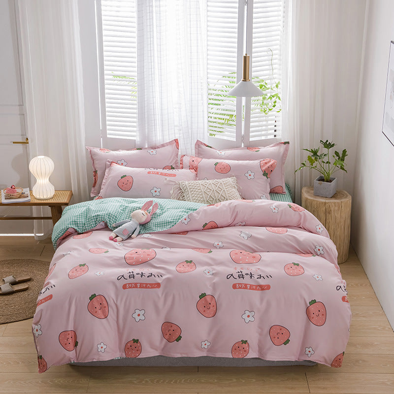 Brushed Four-piece Bed Sheet Duvet Cover Student