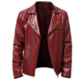 Men's Slim Fit Leather Jacket - Spring Autumn Round Neck Zip Front Casual Coat