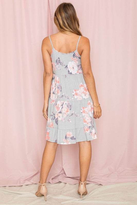 Spaghetti Strap Tiered Midi Dress