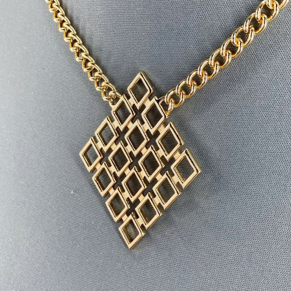 Gold or Silver Finish Diamond Shape Laser cut Pend