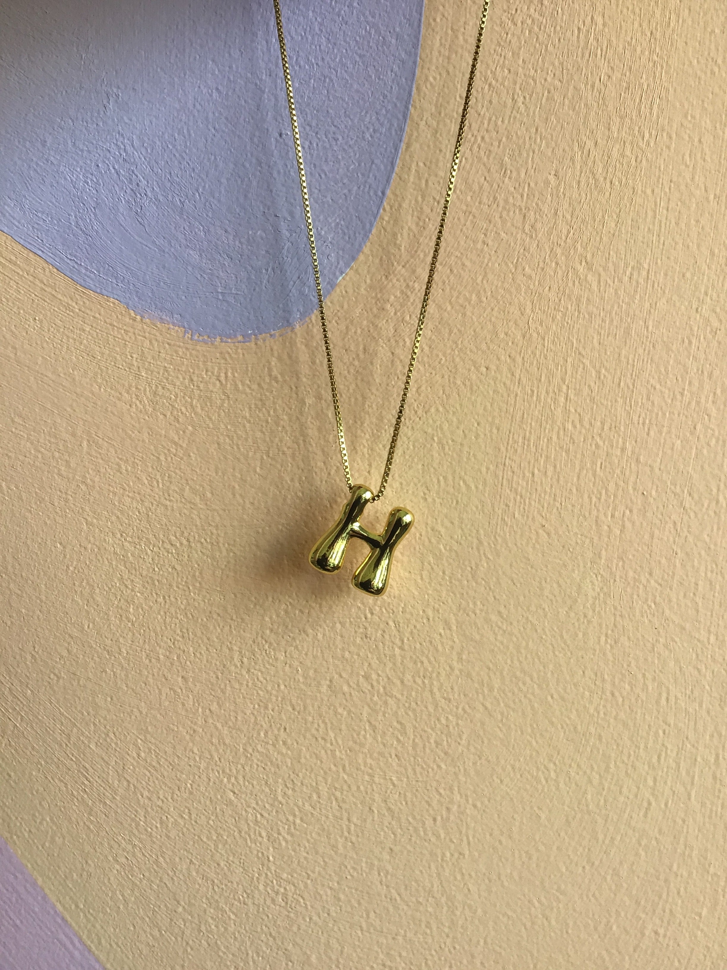 Bubble Letter Initial Necklace