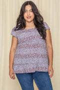 Plus Ditsy Floral Ruffle Hem Blouse