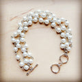 xxTriple Strand Pearl and Silver Bracelet
