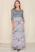 Quarter Sleeve Floral Maxi Dress