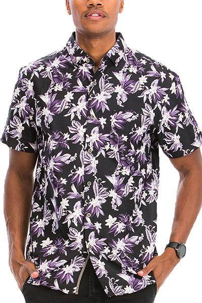 Hawaiian Print Button Down Shirt