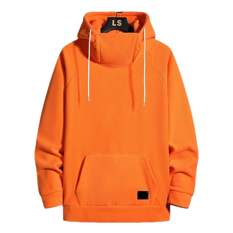 Unisex Loose Fit Fleece Pullover Hoodie - Autumn Casual Hooded Sweatshirt (Grey, Black, Orange, Khaki)