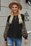 Crew Neck Puff Sleeve Solid Top