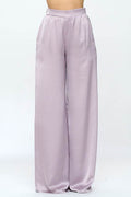 Stretch Satin Pants w/ Elastic Waist and Pockets