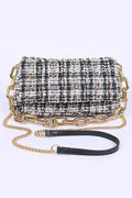 Quilted Tweed Chunky Chain Shoulder Bag