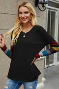 Crew Neck Basic Color Block Top