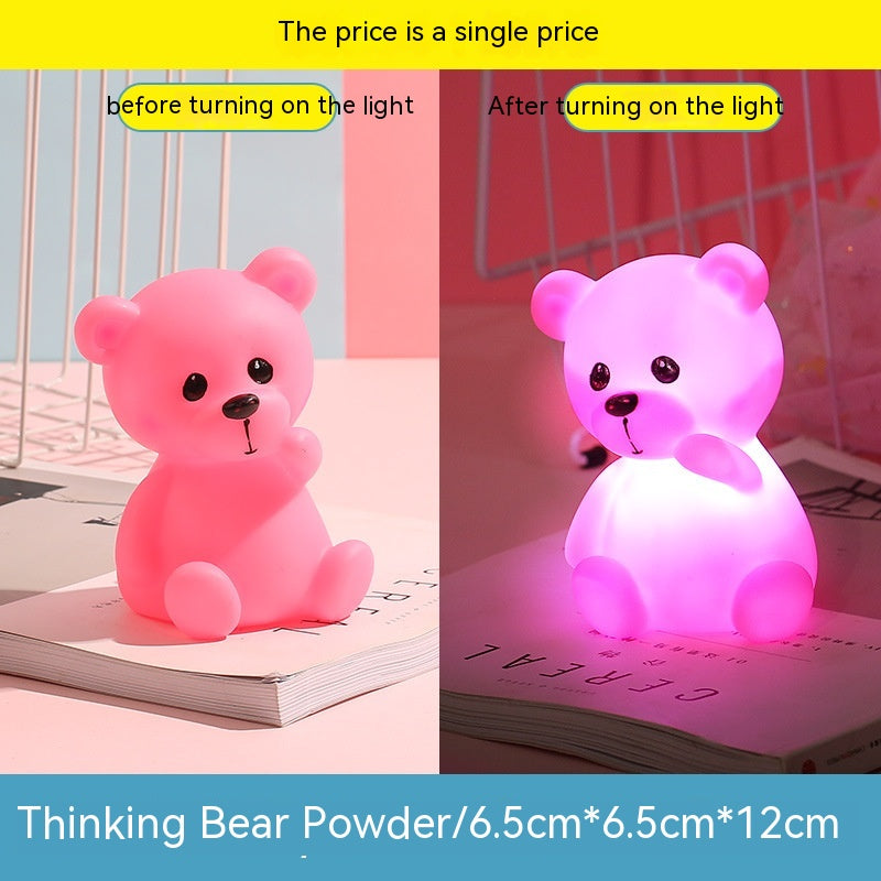 Cute Children's Luminous Thinking Bear Small Night Lamp