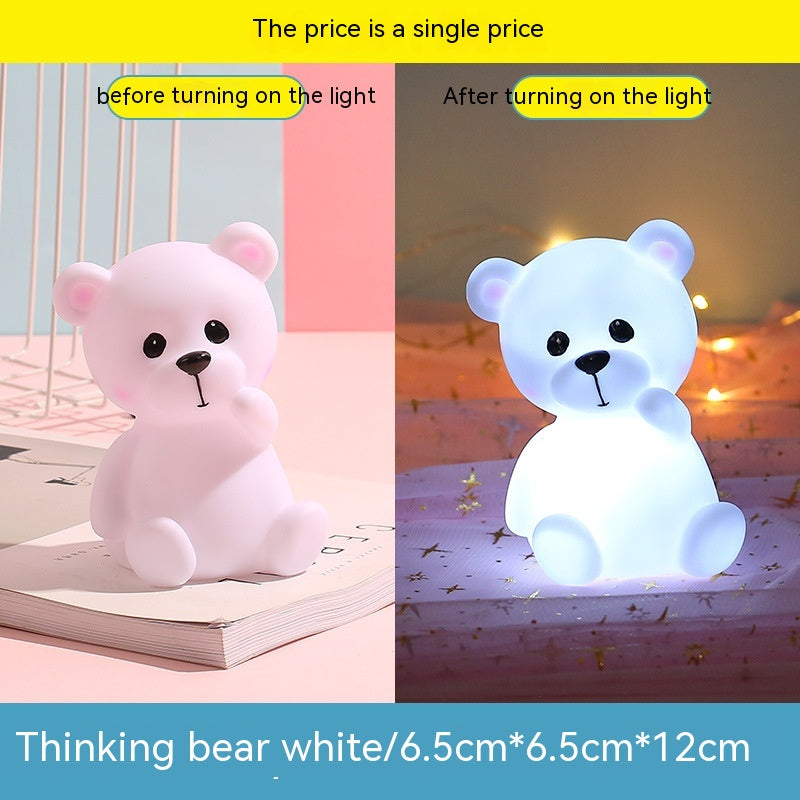 Cute Children's Luminous Thinking Bear Small Night Lamp