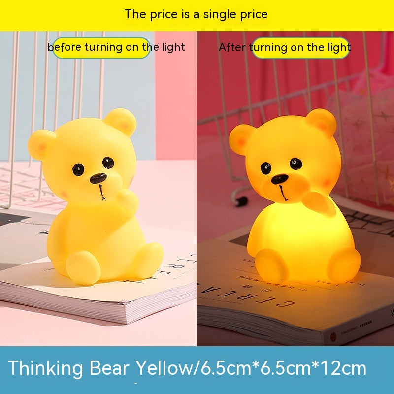 Cute Children's Luminous Thinking Bear Small Night Lamp
